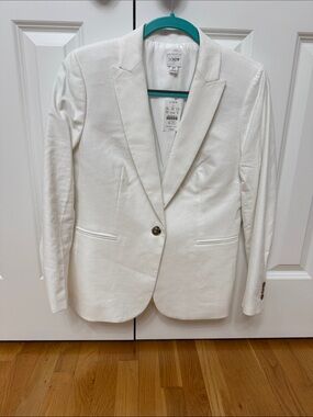 NWT - J. Crew Women's White Single-Button Tailored Blazer, 8P